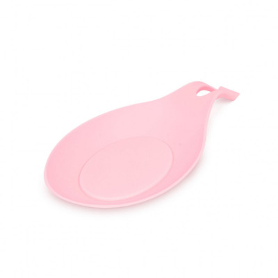 Suport roz, siliconic, anti-picurare pentru lingura de gătit - 20 x 10 x 2 cm foto