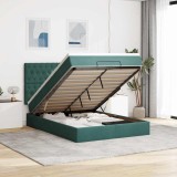 VidaXL Cadru de pat otoman cu saltele verde &icirc;nchis 140x200cm catifea 3314399