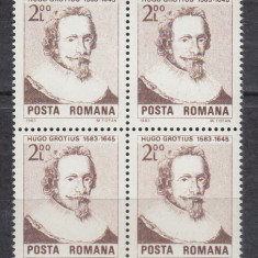 ROMANIA 1983 LP 1075 - 100 DE ANI NASTEREA HUGO GROTIUS BLOC DE 4 MNH