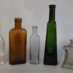 Lot format din 5 sticla vechi - diverse modele si forme - pentru decor