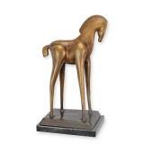 Cal-statueta moderna din bronz cu soclu din marmura TBE-79