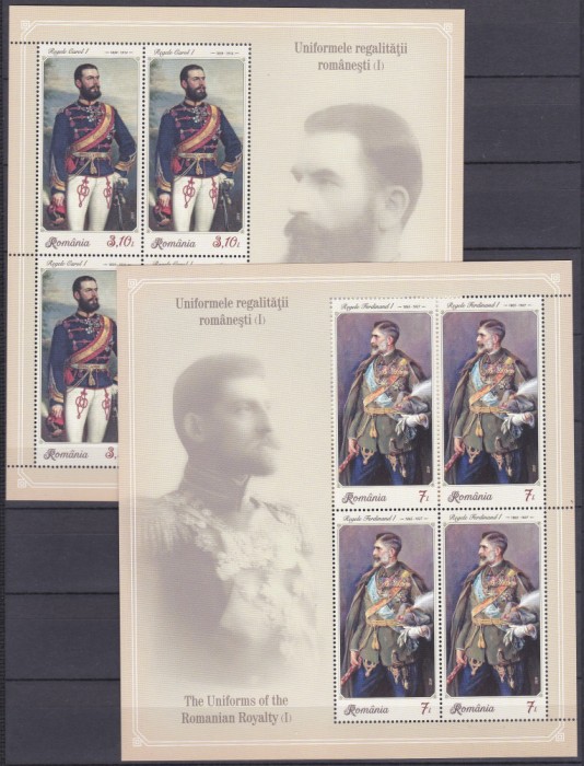 DB1 Romania 2019 Uniformele Regalitatii Romanesti I 4 x MS MNH 2 poze