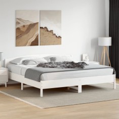 vidaXL Cadru de pat fără saltea, alb, 180x200 cm, lemn masiv pin 3216192