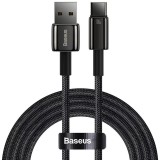 CABLU alimentare si date Baseus, Fast Charging Data Cable pt. smartphone, USB la USB Type-C (T), 100W, 480Mbps, aliaj zinc, braided(nylon),2m, negru,