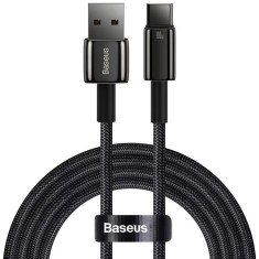 CABLU alimentare si date Baseus, Fast Charging Data Cable pt. smartphone, USB la USB Type-C (T), 100W, 480Mbps, aliaj zinc, braided(nylon),1m, negru,