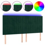 Cumpara ieftin Tablie de pat cu LED, verde inchis, 200x5x118/128 cm, catifea