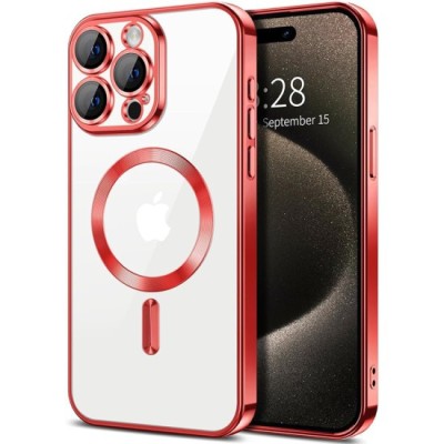 Husa pentru iPhone 15 Pro Max - Techsuit Luxury Crystal MagSafe - Red foto
