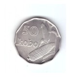 Moneda Nigeria 50 kobo 1991, stare foarte buna, cu luciu