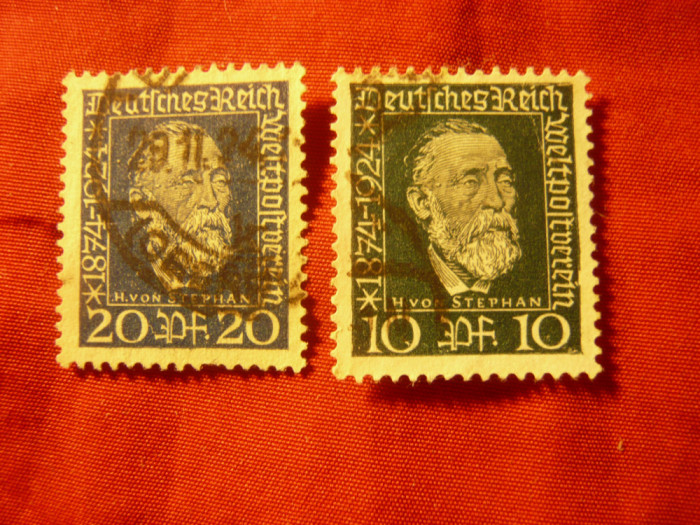 Serie mica Germania 1924- Personalitati - H.von Stephan -Dir.Postal2 val. stamp.