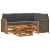 vidaXL Set de canapele de exterior 5 pcs Natural și Antracit 3384318