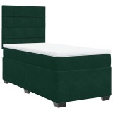 Cumpara ieftin Pat box spring cu saltea, verde inchis, 100x200 cm, catifea