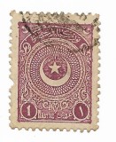 Turcia - Semiluna si stea, 1924 - 1 Pia, obliterat