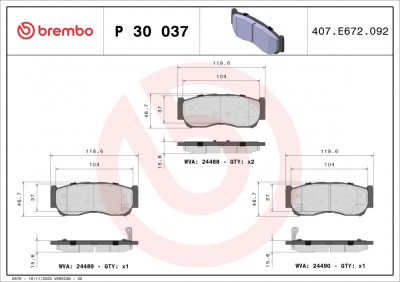 BREMBO P 30 037 PRIME LINE set placute frana,frana disc foto