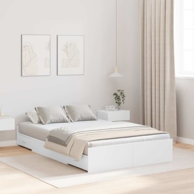 vidaXL Cadru de pat cu spațiu de depozitare cu sertar Alb 120 x 190 cm 3335325 foto