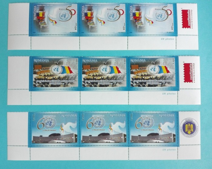 TIMBRE ROMANIA 2005 L.P.1697 EVENIMENTE ONU STRAIF 3 SERII MNH