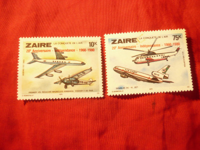 2 Timbre ZAIR 1978 - Aviatie , valorile : 10 si 75k foto
