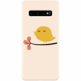 Husa silicon pentru Samsung Galaxy S10, Flat Minimal Cute Bird Illustration