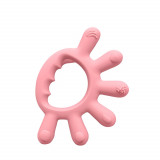 Jucarie dentitie ZEQAS pentru bebelusi, jucarie organica in forma de degete, 3 luni+, culoare roz