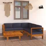 Set Mobilier Gradina Gossi, 6 Piese, Lemn Acacia, Gri Inchis, Perne Incluse