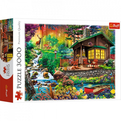 Puzzle trefl 3000 cabana din padure foto