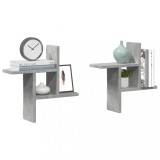 VidaXL Rafturi perete, 2 buc., gri beton, 38x12x38 cm, lemn prelucrat