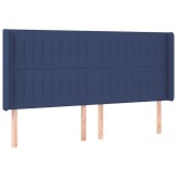Cumpara ieftin Tablie de pat cu aripioare, albastru, 183x16x118/128 cm, textil