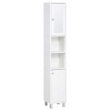 Kleankin Mobila coloana baie dulap inalt 2 dulapuri 6 rafturi rafturi reglabile 30 x 28 x 180 cm alb | Aosom Romania
