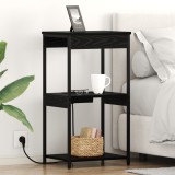 vidaXL Cabinet de noptiere cu stație de &icirc;ncărcare cu raft Stejar negru