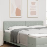 vidaXL Cap de pat LED cu buton de cristal, tapițat, gri deschis, 90 cm, din catifea