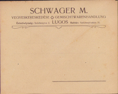 HST A977 Plic antet magazin universal Schwager M Lugoj ante 1918 austro-ungar foto