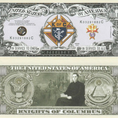 !!! SUA = FANTASY NOTE TJ6 = ORGANIZATIA KNIGHTS OF COLUMBUS - 2016 - UNC