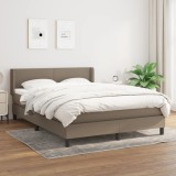 Cumpara ieftin Pat continental cu saltea gri taupe 140x200 cm material textil