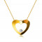 Colier strălucitor din aur galben de 14K - inimă cu decupaj, diamant rotund &icirc;n partea de jos