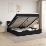 Cumpara ieftin Pat ottoman cu saltea cu headboard Negru 180 x 200 cm Tesatura