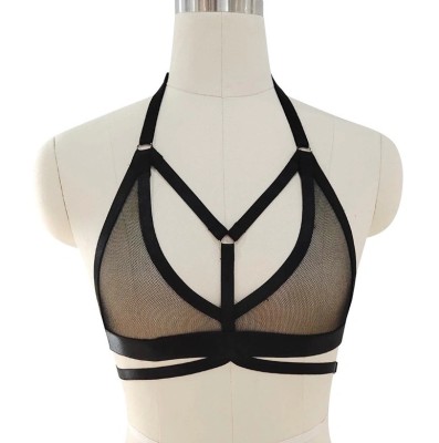 Sutien Harness Nicole Elastic si Reglabil, Aspect Lucios, Negru, XS-L, Guilty Toys foto