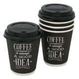 Pahare Carton, Set 10 Bucăți, Capacitate 360ml, Negru, Oem