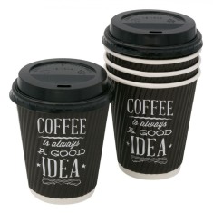 Pahare Carton, Set 10 Bucăți, Capacitate 360ml, Negru