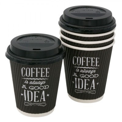 Pahare Carton, Set 10 Bucăți, Capacitate 360ml, Negru foto