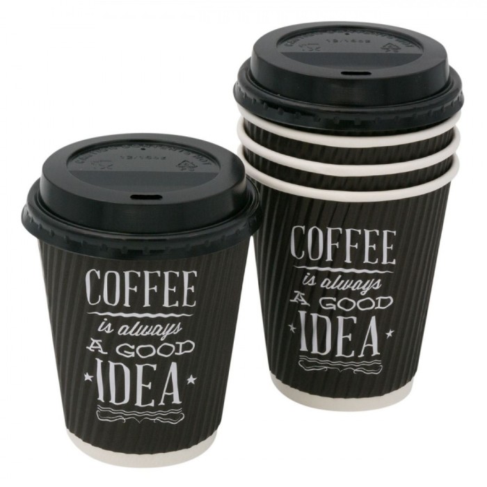 Pahare Carton, Set 10 Bucăți, Capacitate 360ml, Negru
