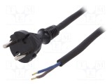 Cablu 2x1,5mm2 CEE 7/17 PLASTROL cu mufă, cablu de cauciuc 2m negru 16A