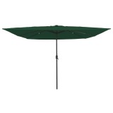 vidaXL Parasol pătrat pentru grădină cu lumini LED 295x245 cm Verde