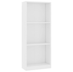 Biblioteca cu 3 rafturi, alb, 40 x 24 x 108 cm, PAL foto