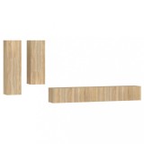 Cumpara ieftin Set dulap TV, 4 piese, stejar sonoma, lemn prelucrat