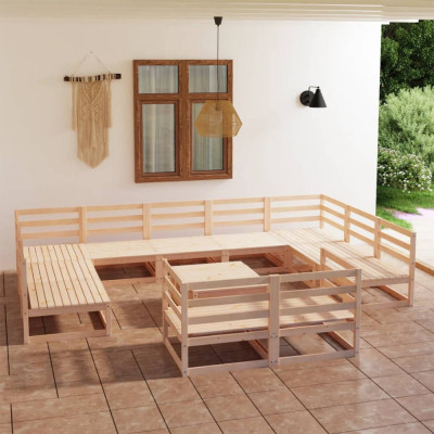 vidaXL Set mobilier de grădină, 12 piese, lemn masiv de pin foto