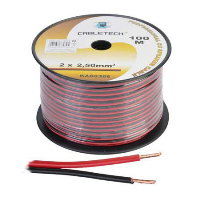 Cablu difuzor Cabletech, 2.5 mm, rola 100 m, negru/rosu foto