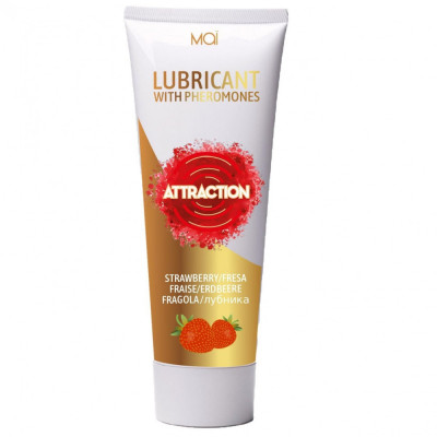 Lubrifiant, Attraction, cu feromoni, aroma capsuni, vegan, 75 ml foto