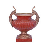 Fructiera monumentala din portelan cu doi pauni din bronz CC-56, Decorative