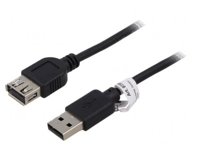 Cablu USB 2.0 A-A 1,8m negru cu PVC foto