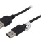 Cablu USB 2.0 A-A 1,8m negru cu PVC