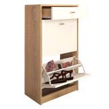 Cumpara ieftin Pantofar 2 compartimente cu sertar pal alb stejar sonoma Vivat 50x28x92 cm